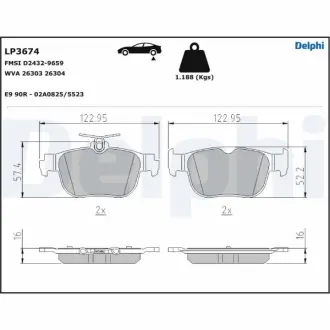 Комплект гальмівних колодок Delphi LP3674