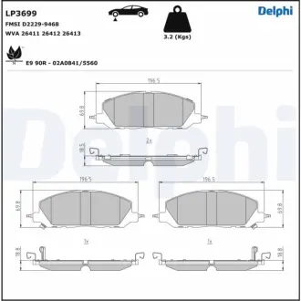 Колодки гальмівні дискові (комплект 4 шт) Delphi LP3699