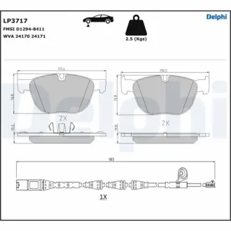 Комплект гальмівних колодок Delphi LP3717