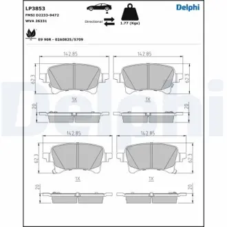 Комплект гальмівних колодок Delphi LP3853