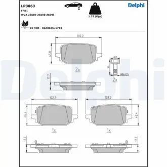 Комплект гальмівних колодок Delphi LP3863