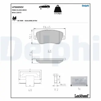 Комплект гальмівних колодок Delphi LP5005EV