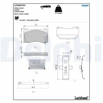 Комплект гальмівних колодок Delphi LP5007EV