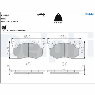 Гальмівні колодки дискові CITROEN/PEUGEOT/RENAULT Xsara/106/206/306/Megane/Clio \'\'F \'\'83-07 Delphi LP699