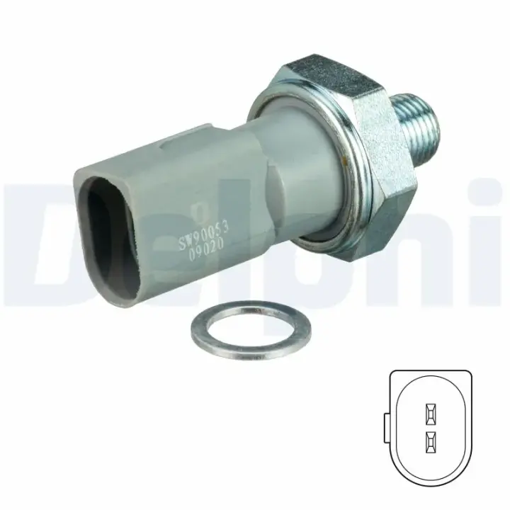 Датчик тиску масла (2,8Бар, 2 pin) AUDI A4 B8, A5, A6 ALLROAD C6, A6 ALLROAD C7, A6 C6, A6 C7, A7, A8 D3, A8 D4, Q5, Q7 VW TOUAREG 2.8-4.2D 11.06-09.18 Delphi SW90053 (фото 1)