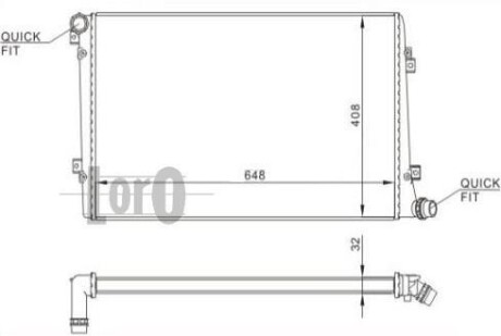 Радіатор охолодження двигуна Caddy III 1.9TDI (648x399x32) DEPO/LORO 003-017-0032