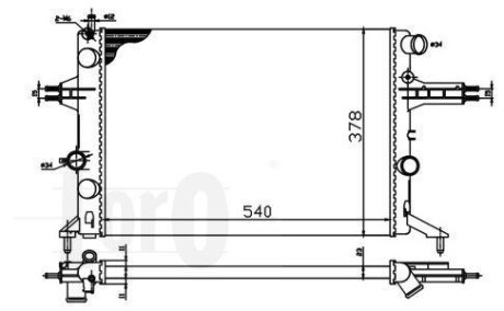 Радіатор охолодження двигуна ASTRA G/ZAFIRA A 1.4i/1.6i 16V98- DEPO/LORO 037-017-0022