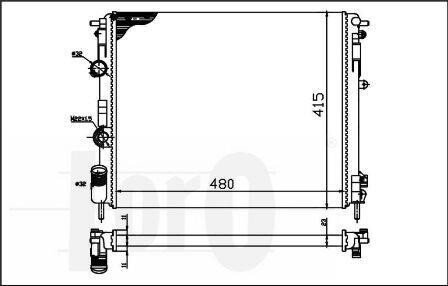 Радіатор охолодження двигуна Kangoo/Logan 1.4-2.0 16V/1.9D 97- DEPO/LORO 042-017-0006