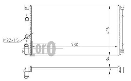 Радіатор води Master/Movano II 1.9/2.2/ dCi 97> (730x415x23) термовикл. DEPO/LORO 042-017-0025