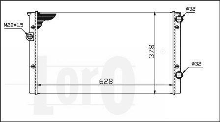 Радіатор води Golf III -99 1.9TDI (358x377x34) (-AC) DEPO/LORO 053-017-0006