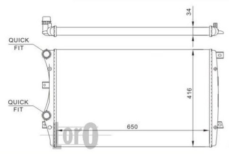 Радіатор води Caddy III 1.9TDI BJB (+/- AC) (650x405x26) DEPO/LORO 053-017-0019