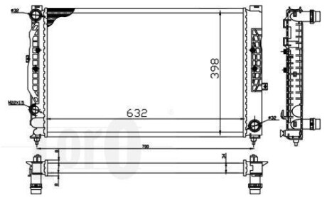 Радіатор охолодження A4/A6/Passat 97-05 2.4i/2.8i/2.5TDI (632x398x32) DEPO/LORO 053-017-0055