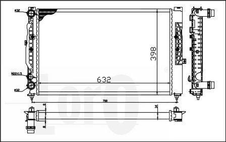 Радіатор охолодження двигуна A4/A6/Passat 94-08 1.6-2.8 DEPO/LORO 053-017-0056