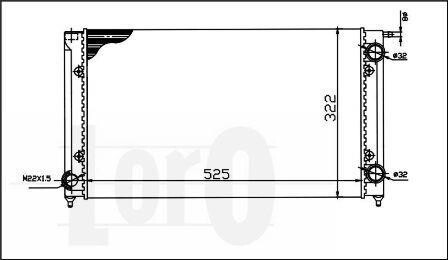 Радіатор охолодження двигуна Caddy/Golf/Jetta 1.5-1.8/1.6D/1.8D 79-91 DEPO/LORO 053-017-0058