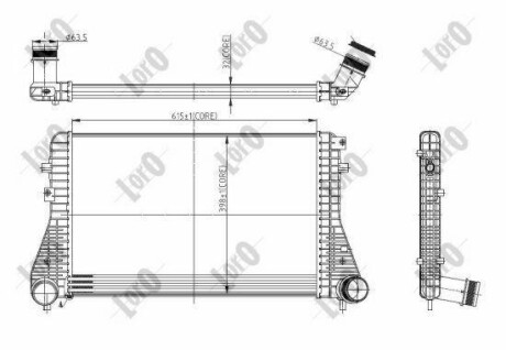 Радіатор інтеркулера а PASSAT/TIGUAN 1.4-2.0 05- DEPO/LORO 053-018-0013