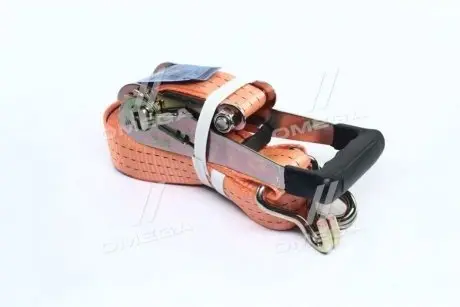Стяжка вантажу, 3t. 50mm.x6m.(0.5+5.5) прогум. ручка <ДК> Переваги: 1. Стрічка виготовлена з надміцного матеріалу polyester (ступінь розтяжності до 7%). 2. Ручка має ребра жорсткості та виготовлена з надміцної сталі. 3. Cертифікована міжнародним серт ДОРОЖНЯ КАРТА DK-3902