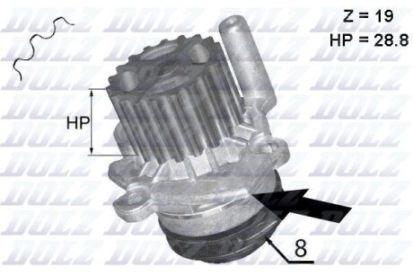 Помпа AUDI/SEAT/SKODA/VW A4/Ibiza SC/Octavia/Transporter "1,2-2,0 "03>> DOLZ A224