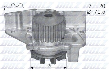 Водяний насос Ducato/Boxer/Scudo 1.9TD (1905) 94-02 DOLZ C119 (фото 1)