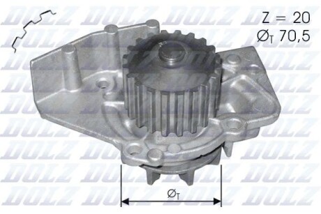 Помпа CITROEN/FIAT/PEUGEOT/TOYOTA Dispatch/Scudo/Expert/Corolla "1,9-2,0 "96>> DOLZ C120