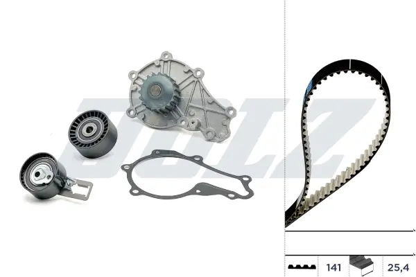 CITROEN К-т ГРМ помпаремень 2 ролика CITROEN BERLINGO / BERLINGO FIRST 1.6 HDI 05-11 FIAT SCUDO 1.6 D 07- FORD MONDEO IV 1.6 11-15 PEUGEOT PARTNER 1.6 11- DOLZ KD079 (фото 1)