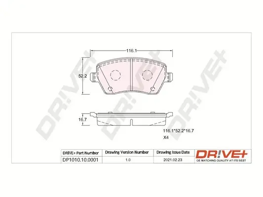 Drive+ - Гальмівні колодки до дисків DR!VE+ DP1010.10.0001 (фото 1)