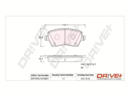 Drive+ - Гальмівні колодки до дисків DR!VE+ DP1010.10.0001