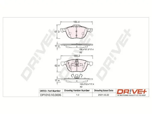 Drive+ - Гальмівні колодки до дисків DR!VE+ DP1010.10.0006 (фото 1)