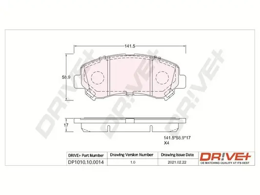 Drive+ - Гальмівні колодки до дисків DR!VE+ DP1010.10.0014 (фото 1)