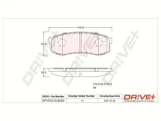 Drive+ - Гальмівні колодки до дисків DR!VE+ DP1010.10.0020 (фото 1)