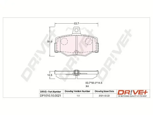 Drive+ - Гальмівні колодки до дисків DR!VE+ DP1010.10.0021 (фото 1)