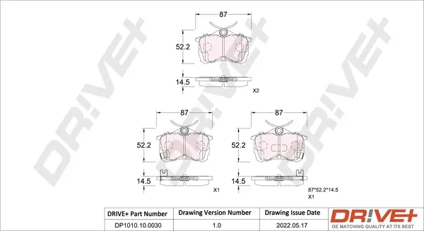 Drive+ - Гальмівні колодки до дисків DR!VE+ DP1010.10.0030 (фото 1)