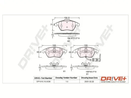Drive+ - Гальмівні колодки до дисків DR!VE+ DP1010.10.0036 (фото 1)
