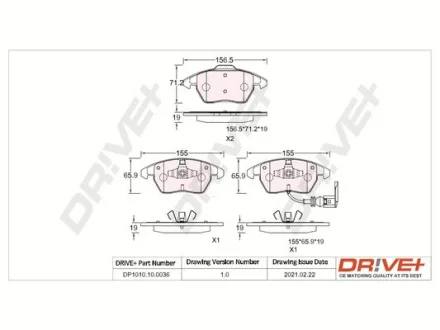 Drive+ - Гальмівні колодки до дисків DR!VE+ DP1010.10.0036