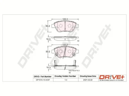 Drive+ - Гальмівні колодки до дисків DR!VE+ DP1010.10.0037