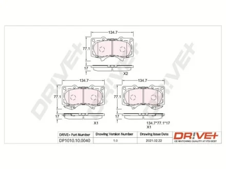 Drive+ - Гальмівні колодки до дисків DR!VE+ DP1010.10.0040