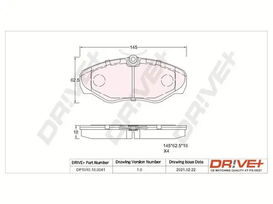 Drive+ - Гальмівні колодки до дисків DR!VE+ DP1010.10.0041 (фото 1)