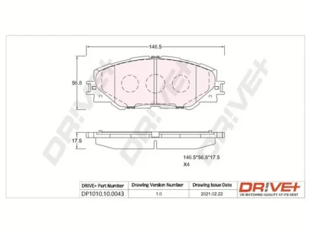 Drive+ - Гальмівні колодки до дисків DR!VE+ DP1010.10.0043