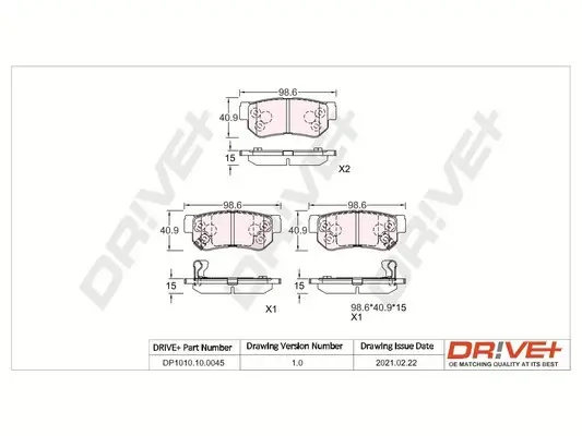 Drive+ - Гальмівні колодки до дисків DR!VE+ DP1010.10.0045 (фото 1)