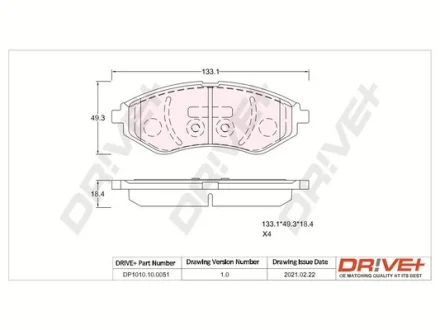 Drive+ - Гальмівні колодки до дисків DR!VE+ DP1010.10.0051
