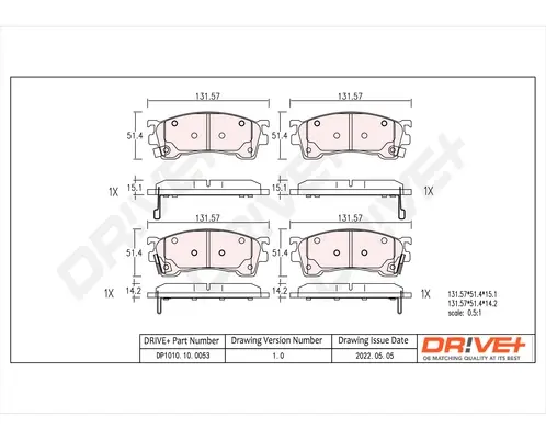 Drive+ - Гальмівні колодки до дисків DR!VE+ DP1010.10.0053 (фото 1)