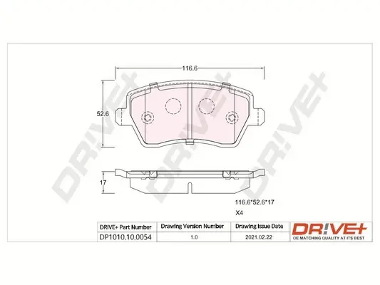Drive+ - Гальмівні колодки до дисків DR!VE+ DP1010.10.0054 (фото 1)