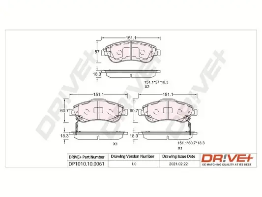 Drive+ - Гальмівні колодки до дисків DR!VE+ DP1010.10.0061 (фото 1)