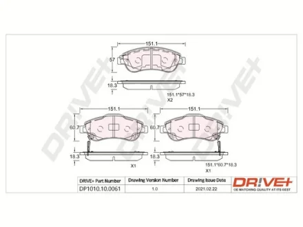 Drive+ - Гальмівні колодки до дисків DR!VE+ DP1010.10.0061