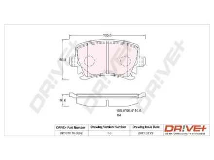 Drive+ - Гальмівні колодки до дисків DR!VE+ DP1010.10.0062