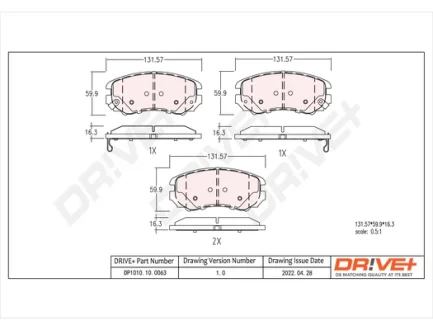 Drive+ - Гальмівні колодки до дисків DR!VE+ DP1010.10.0063