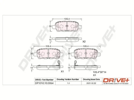 Drive+ - Гальмівні колодки до дисків DR!VE+ DP1010.10.0064