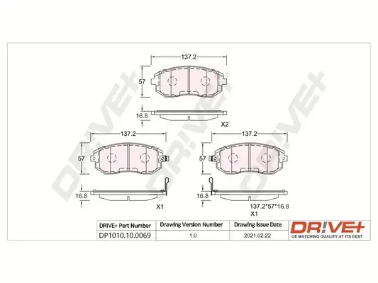 Drive+ - Гальмівні колодки до дисків DR!VE+ DP1010.10.0069 (фото 1)