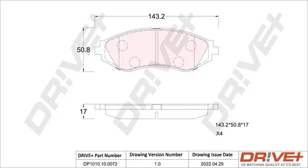 Drive+ - Гальмівні колодки до дисків DR!VE+ DP1010.10.0072 (фото 1)