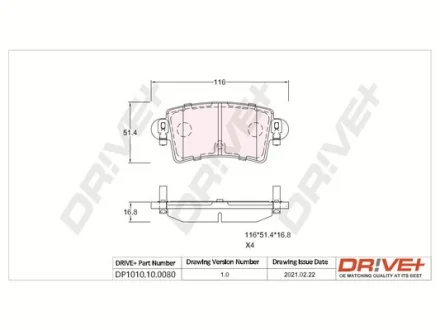 Drive+ - Гальмівні колодки до дисків DR!VE+ DP1010.10.0080