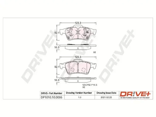 Drive+ - Гальмівні колодки до дисків DR!VE+ DP1010.10.0086 (фото 1)
